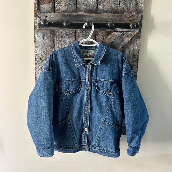 Women's Vintage Pulse Denim Jean Jacket w/Graphic Lining - Picture 1 of 4
